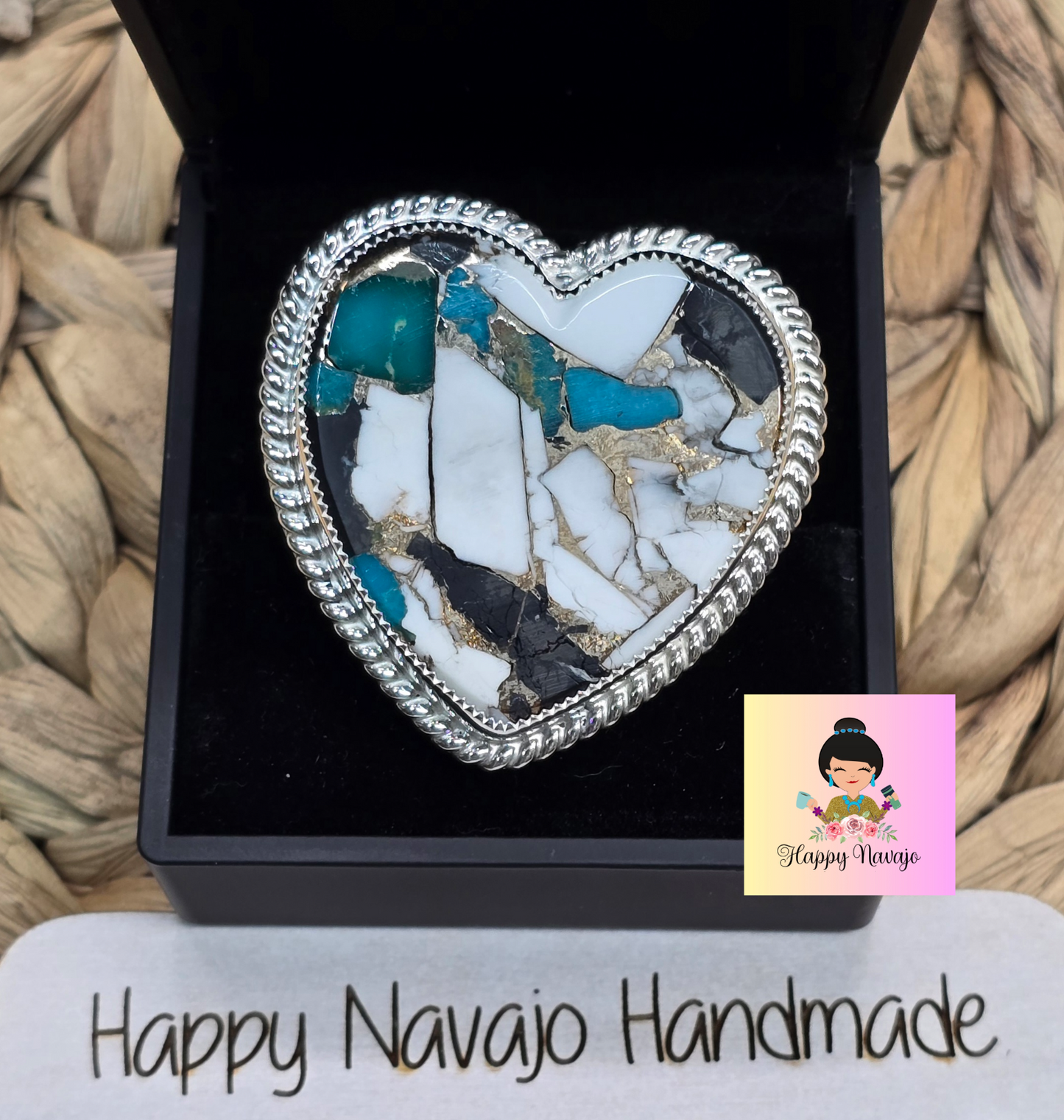 **White Buffalo Kingman Turquoise Adjustable Ring
