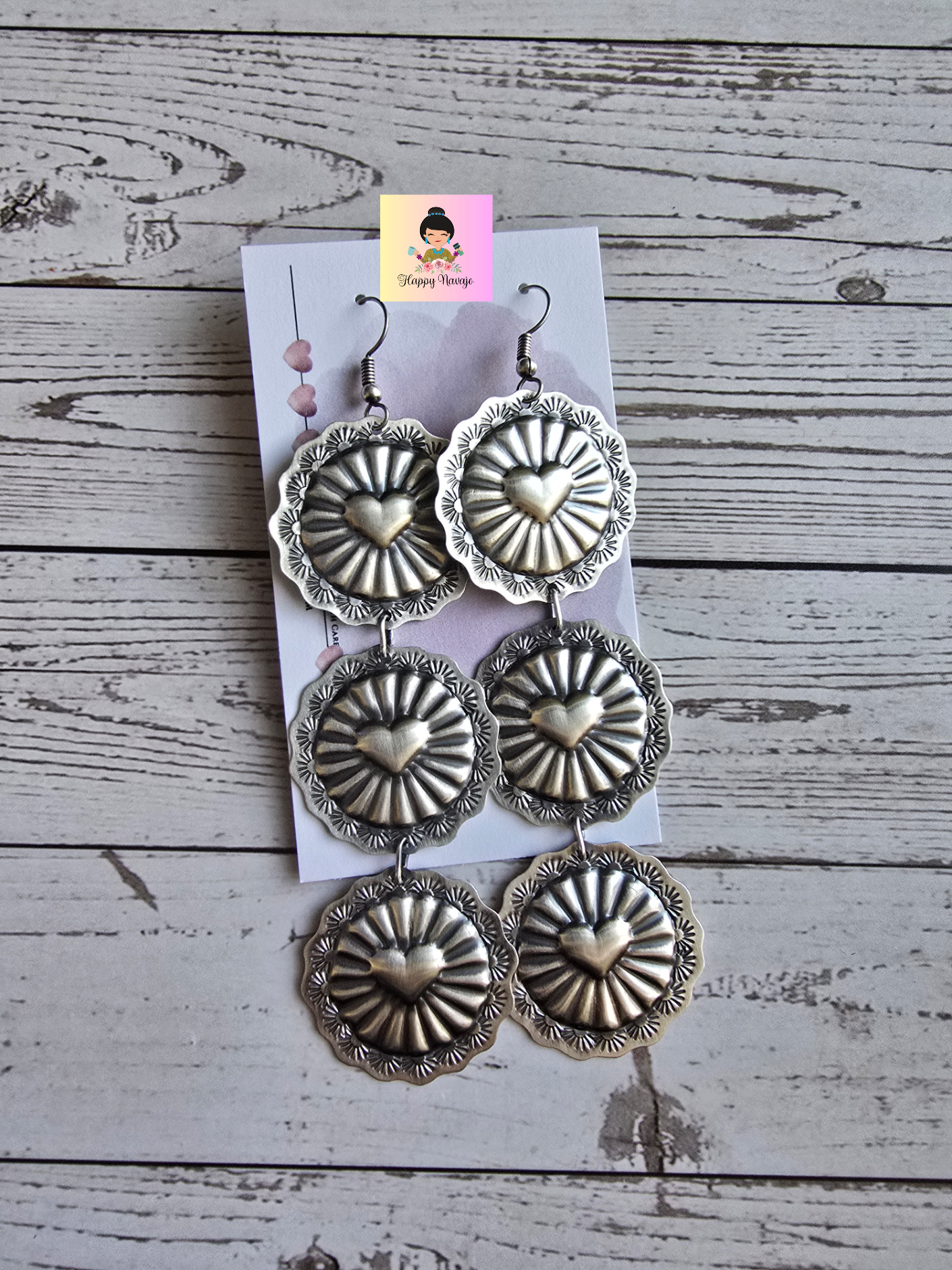 Long 3 tier Concho Earrings