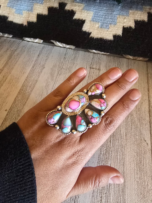 Adjustable XL half cluster ring