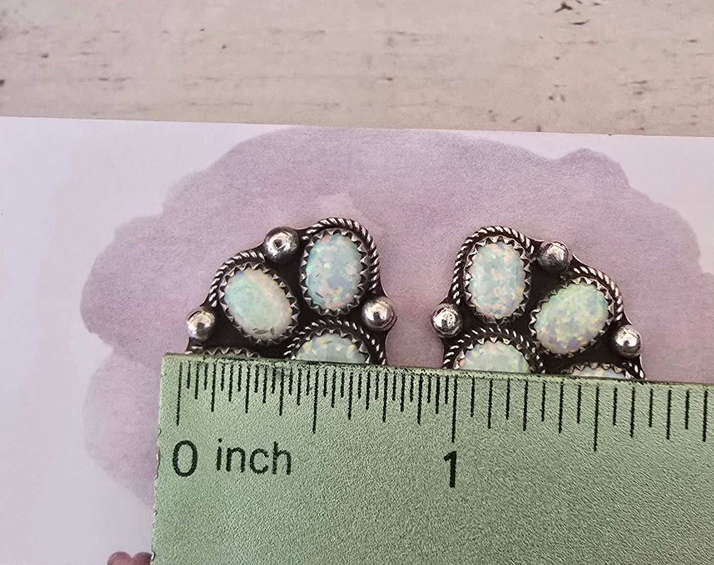 Half Cluster Opal earring