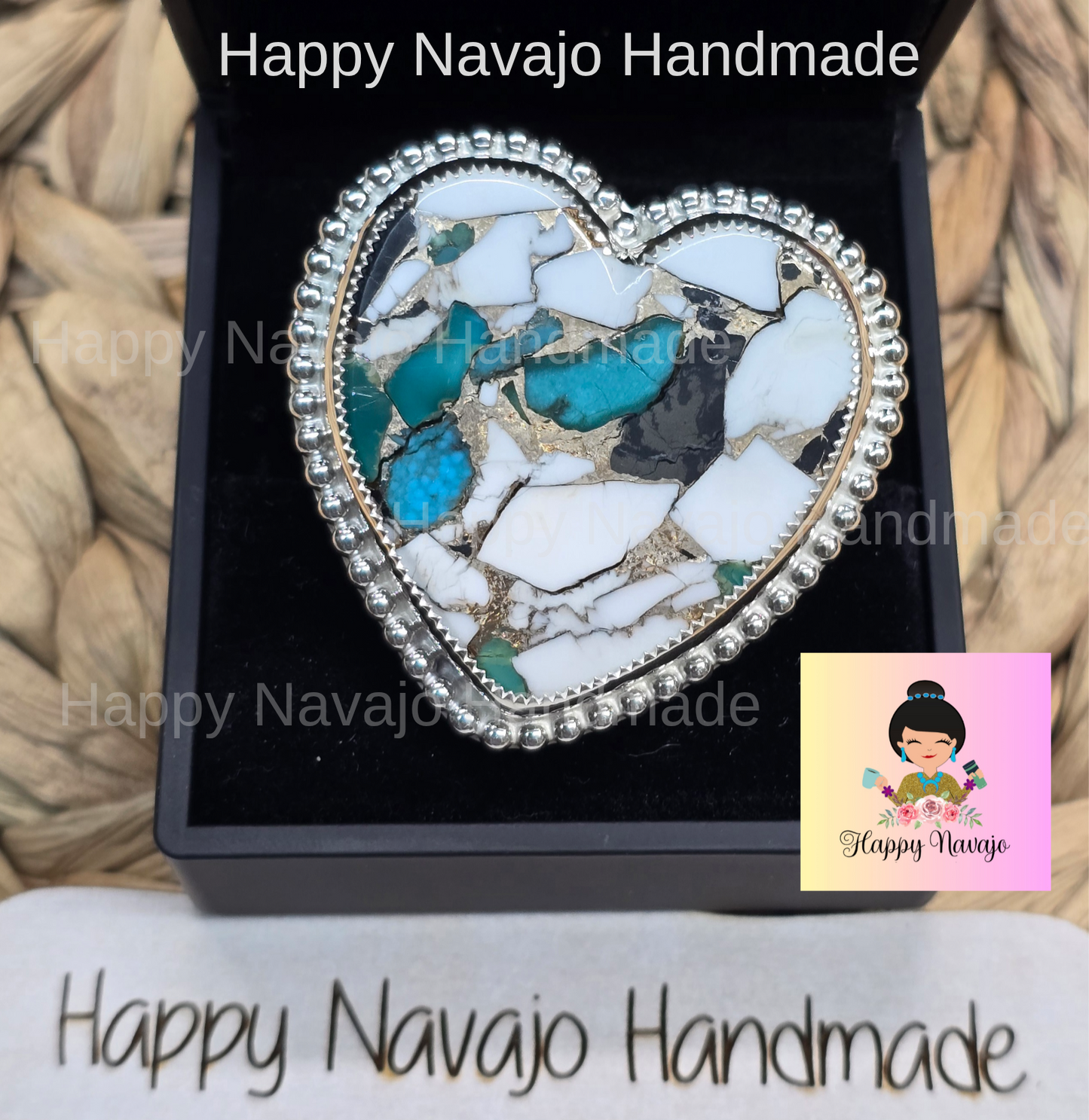 **White Buffalo Kingman Turquoise Adjustable Ring