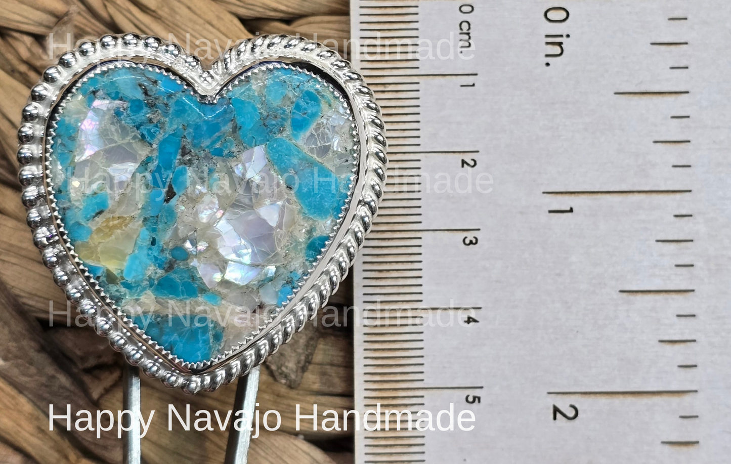 **Turquoise and Mother of Pearl Adjustable Ring