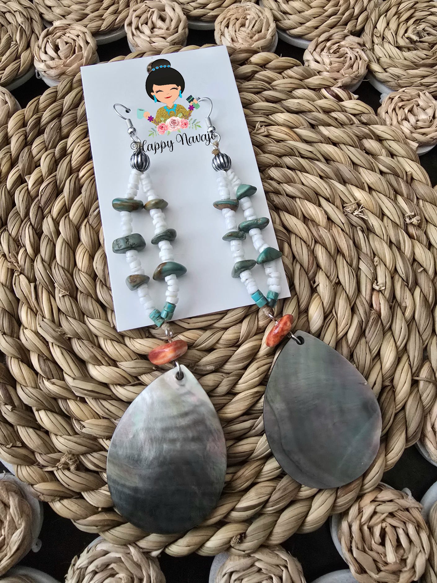 Long dangle shell earrings