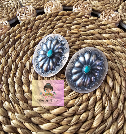 Sterling Silver Concho Earrings