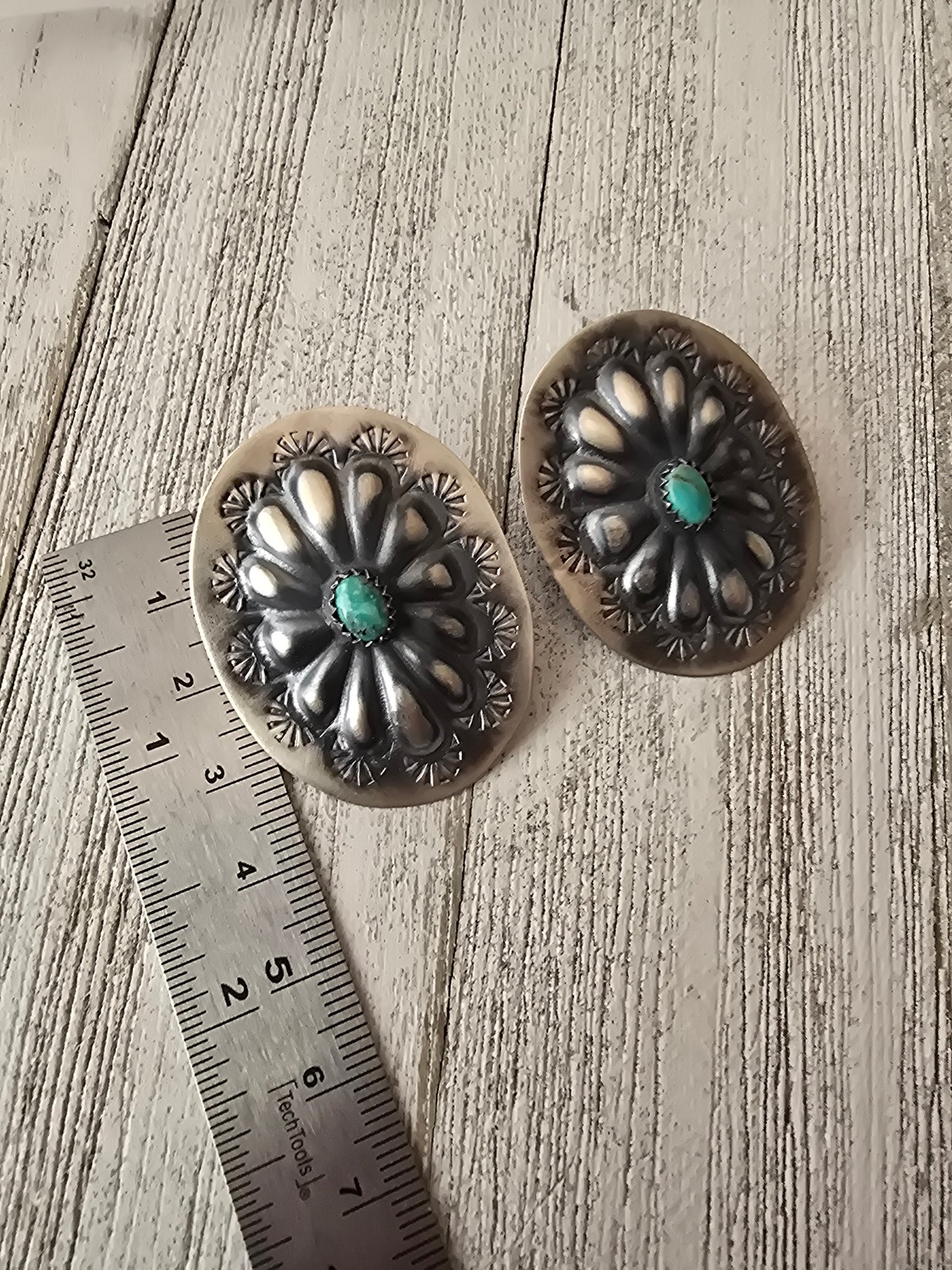 Sterling Silver Concho Earrings