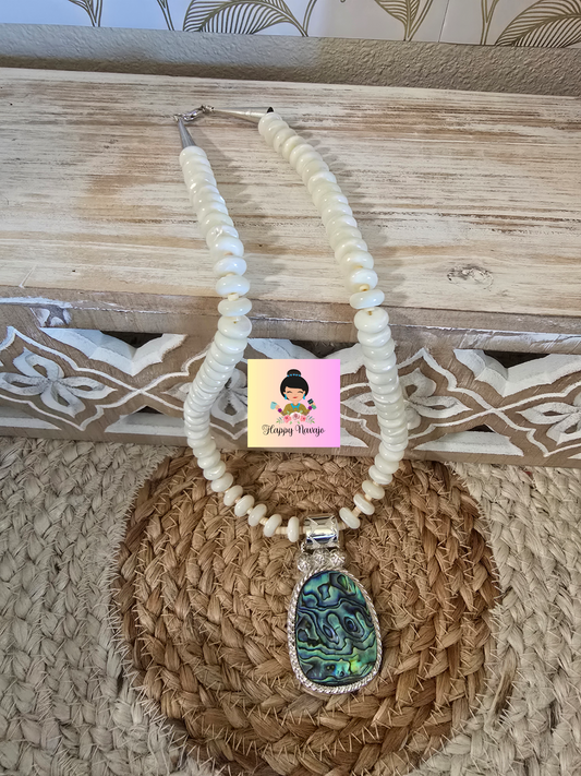 Sterling Silver Abalone Pendant with Necklace