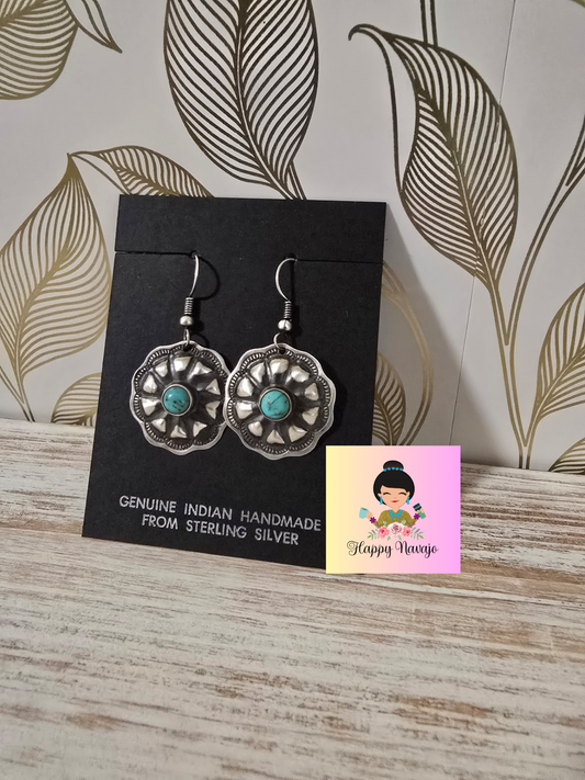 Sterling Silver concho dangle earrings