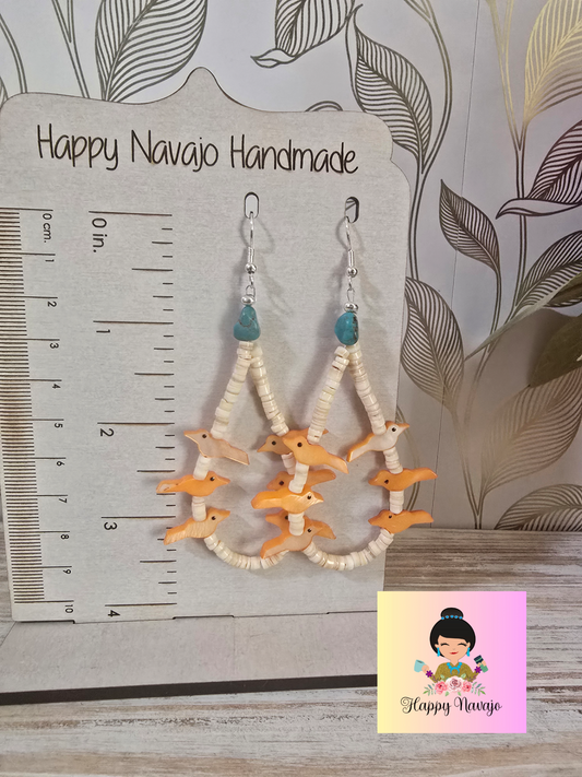 Bird shell dangle earrings