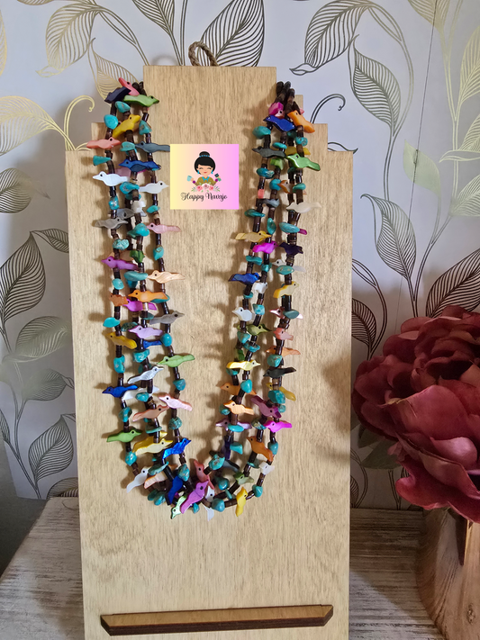 Multi-color bird necklace