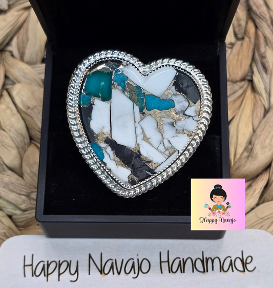 **White Buffalo Kingman Turquoise Adjustable Ring