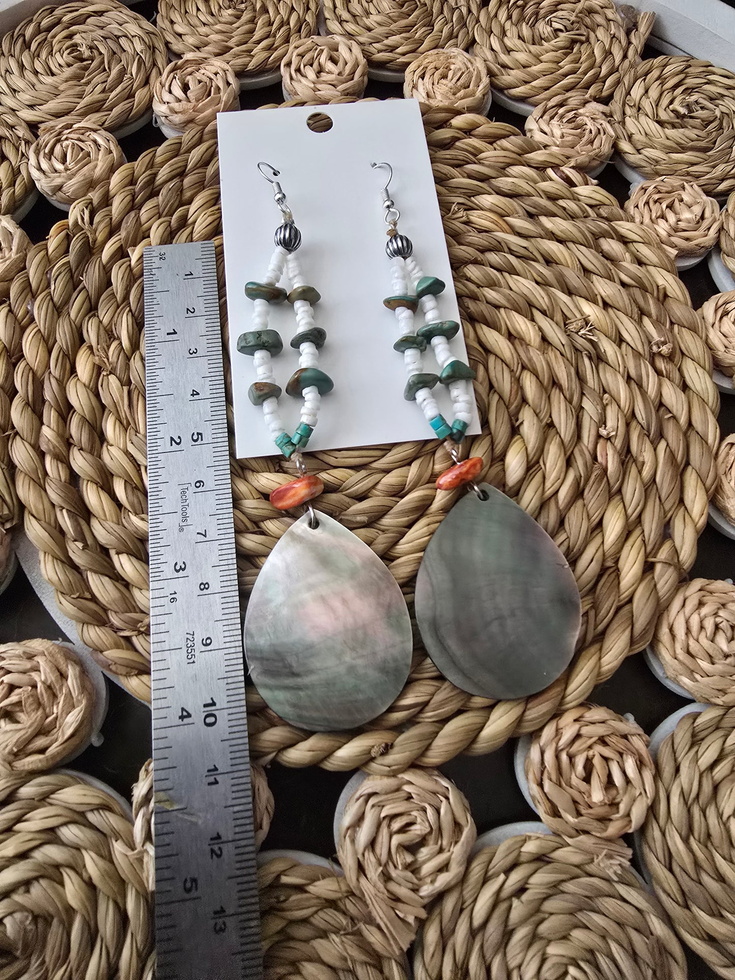 Long dangle shell earrings