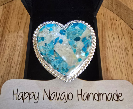 *New Heart shaped Turquoise with Mother of Pearl ring