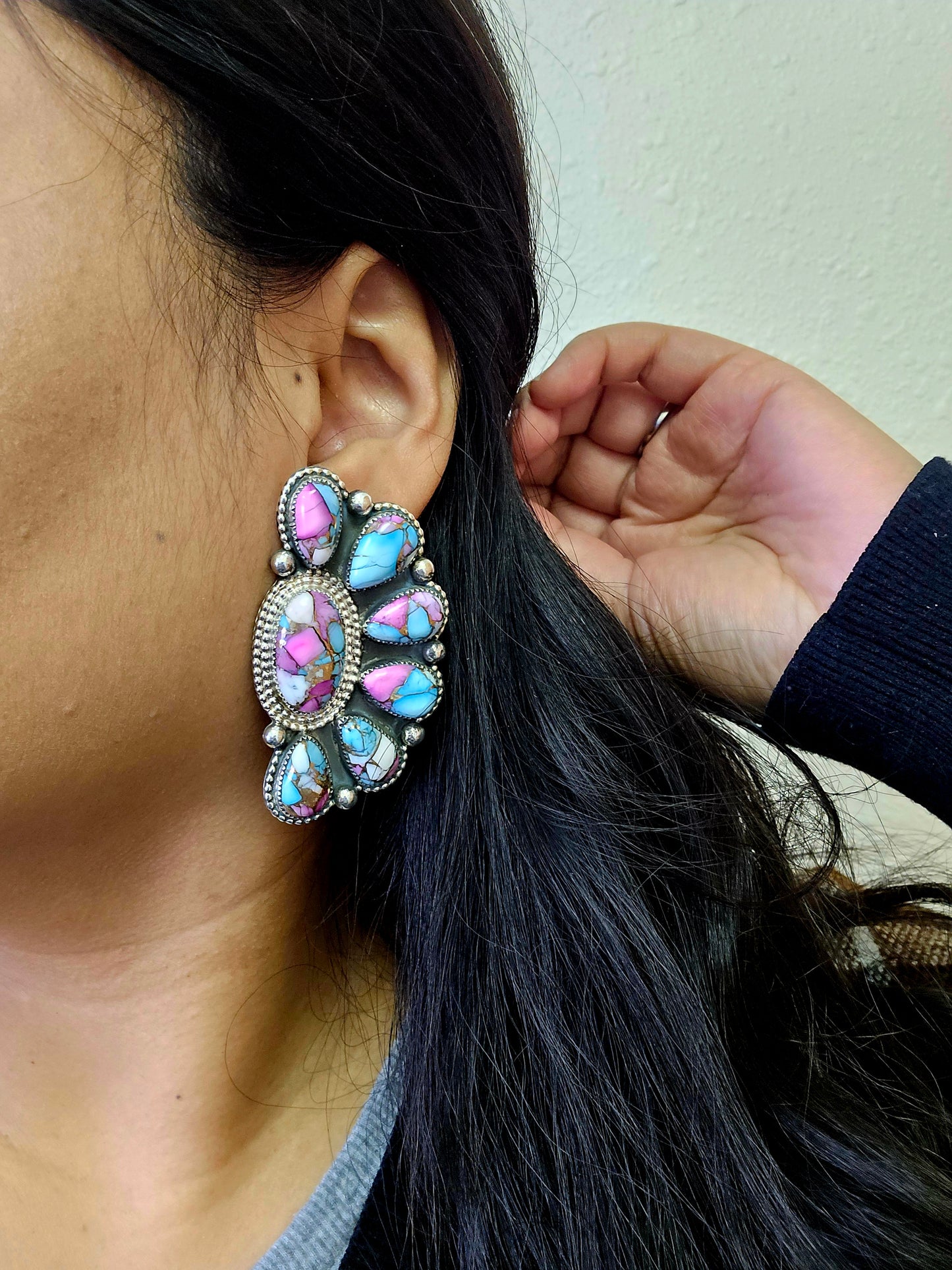 Cotton Candy Turquoise cluster earrings