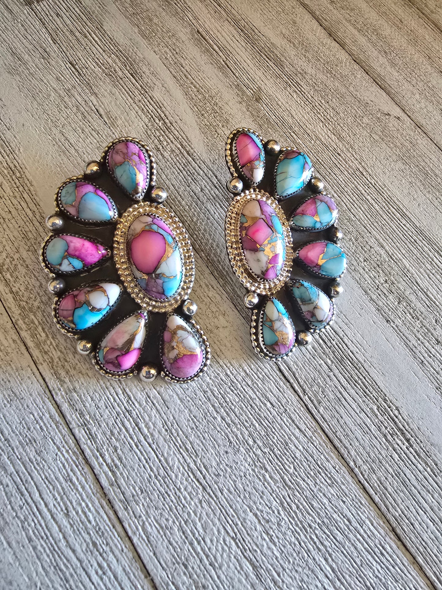 Cotton Candy Turquoise cluster earrings