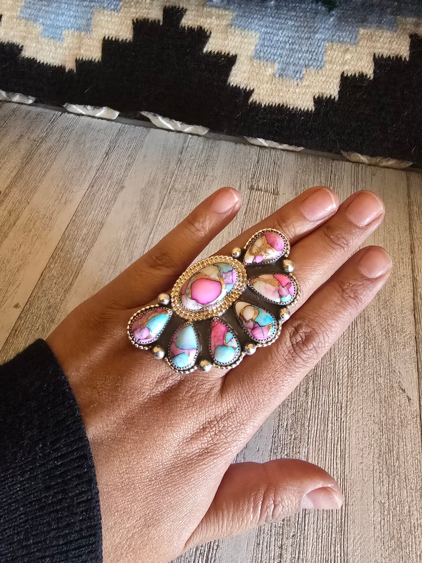 Adjustable XL half cluster ring