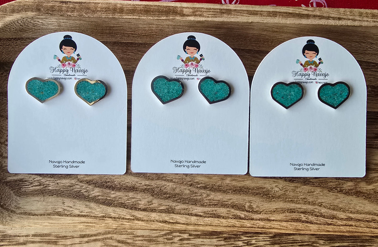 Jewelry- Heart Turquoise Chip Inlayed Earrings