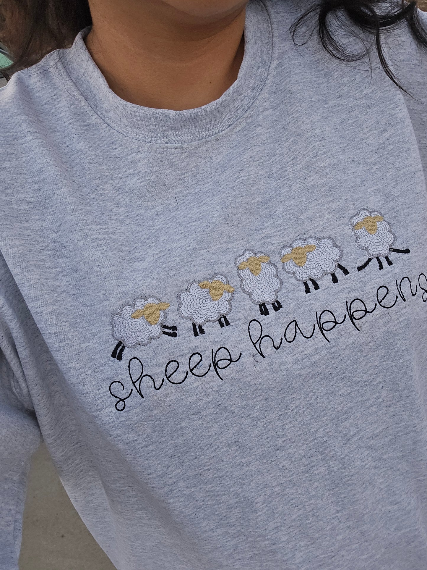 Sheep Happens embroidered sweater