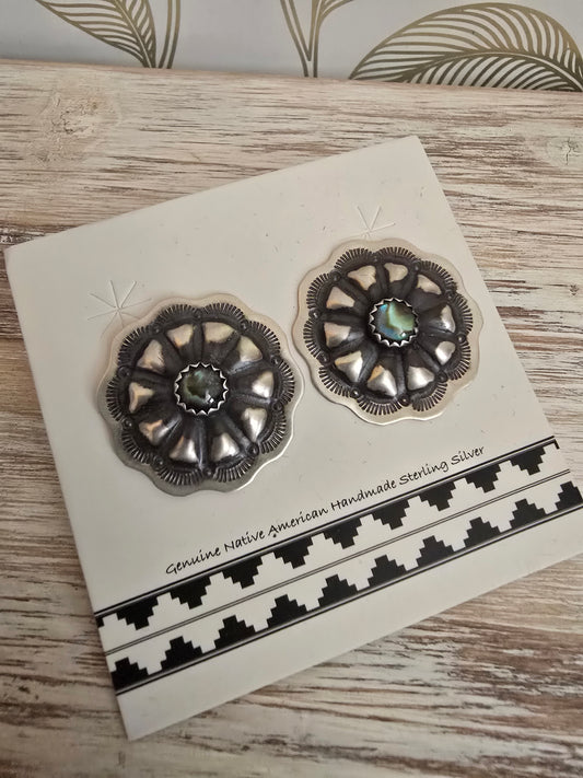 Sterling Silver Concho Earring