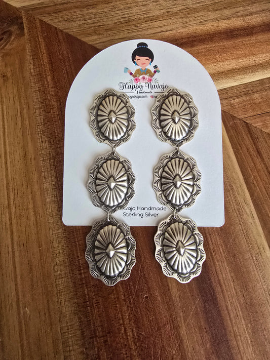 3 tier concho earrings
