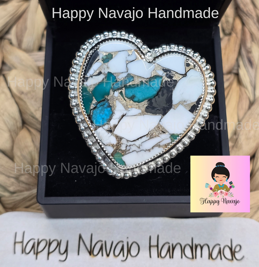 **White Buffalo Kingman Turquoise Adjustable Ring