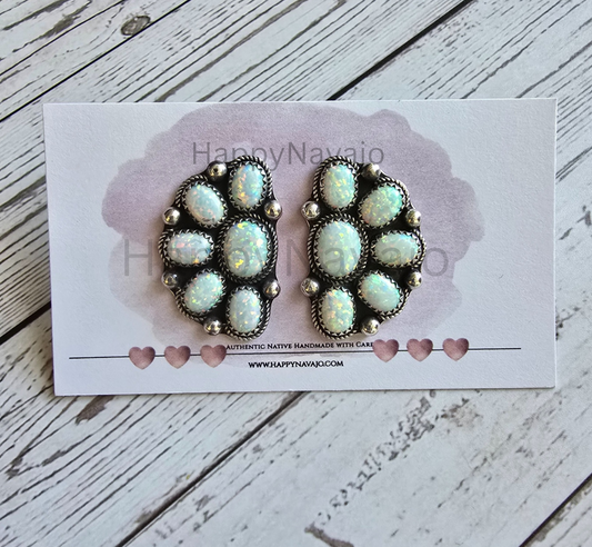 Half Cluster Opal earring